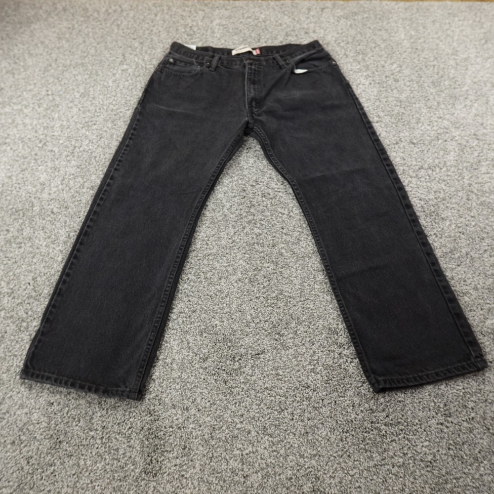 Levis Jeans Mens 36X29 Dark Balck Denim Pants 505 Straight Cotton American Y2K
